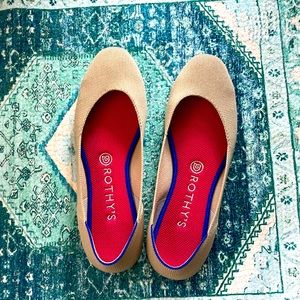 Rothy’s “square” toe beige with leopard sole. Like new.